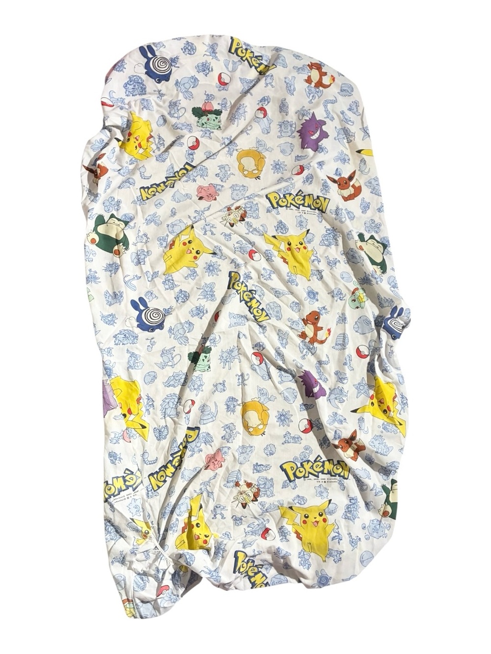 VINTAGE 1995 Pokemon Flat Top Twin Bed Sheet Nintendo Material Fabric